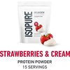 image:imageIsopure Low Carb 100 Pure Whey Isolate Protein Powder Gluten Free With Vitamins Dutch Chocolate 25g Protein Per Serving 1 Lb 14 Servings Packaging May Vary  25g Protein Per Serving 100 Whey Protein Isolate Gluten Free with Added Vitamins for Immune Support amp Muscle RecoveryStrawberries  Cream