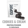 image:imageIsopure Low Carb 100 Pure Whey Isolate Protein Powder Gluten Free With Vitamins Dutch Chocolate 25g Protein Per Serving 1 Lb 14 Servings Packaging May Vary  25g Protein Per Serving 100 Whey Protein Isolate Gluten Free with Added Vitamins for Immune Support amp Muscle RecoveryCookies  Cream