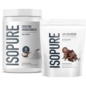 image:imageIsopure Low Carb 100 Pure Whey Isolate Protein Powder Gluten Free With Vitamins Dutch Chocolate 25g Protein Per Serving 1 Lb 14 Servings Packaging May Vary  25g Protein Per Serving 100 Whey Protein Isolate Gluten Free with Added Vitamins for Immune Support amp Muscle RecoveryDutch Chocolate